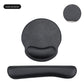 Close view of stitched edges on a leather look memory foam wrist rest