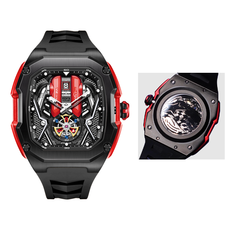 Quartz wristwatch shown with strap color options overview