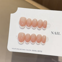 French Tip Press-On Nails, Glossy White, Peach Milk