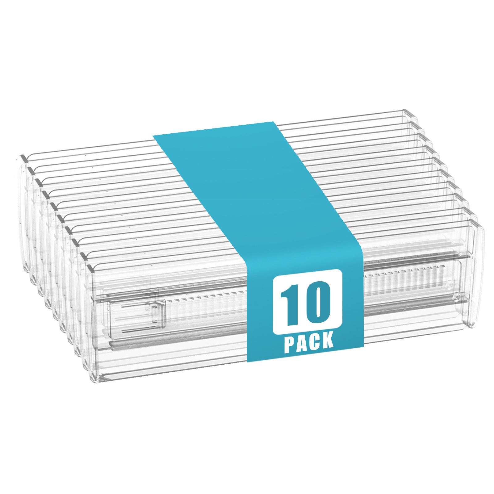 Clear plastic drawer dividers creating tidy compartments inside a bedroom storage drawer