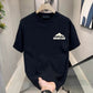 Black crew neck T-shirt with white mountain peaks and a MOUNTAIN print on the chest, option photo for size L