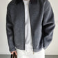 Wool Blend Corduroy Lapel Jacket | side profile angle shot