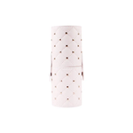 White PU leather makeup brush holder with gold pyramid studs and quilted diamond pattern, lid closed