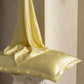 Golden Branch Jade Leaf jacquard silk pillowcase in pale yellow with silk draped, single option