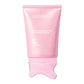 Pink neck cream tube photographed upright, showing the printed panel and the twist open collar