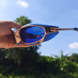 Gold Frame Blue Lens With Case