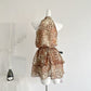 Sleeveless Leopard Print Chiffon Dress with Belt