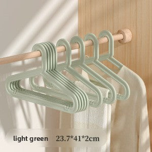 Light green Adult Hanger on a wooden rail beside a white garment, 23.7 x 41 x 2 cm