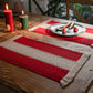 Knitted Colorblock Striped Tasseled Bowl Mat | side angle accent detail