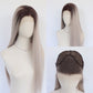 Gray ombre lace front wig with dark roots, front, side and cap interior views, photo used for the Gray Gradient option