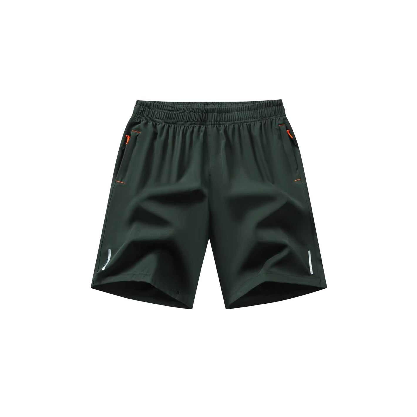 Quick Dry Sports Shorts in black, front view showing elastic drawcord waistband