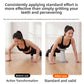 Woman doing a push-up before use and a standard push-up over the stand after use, action transformation text