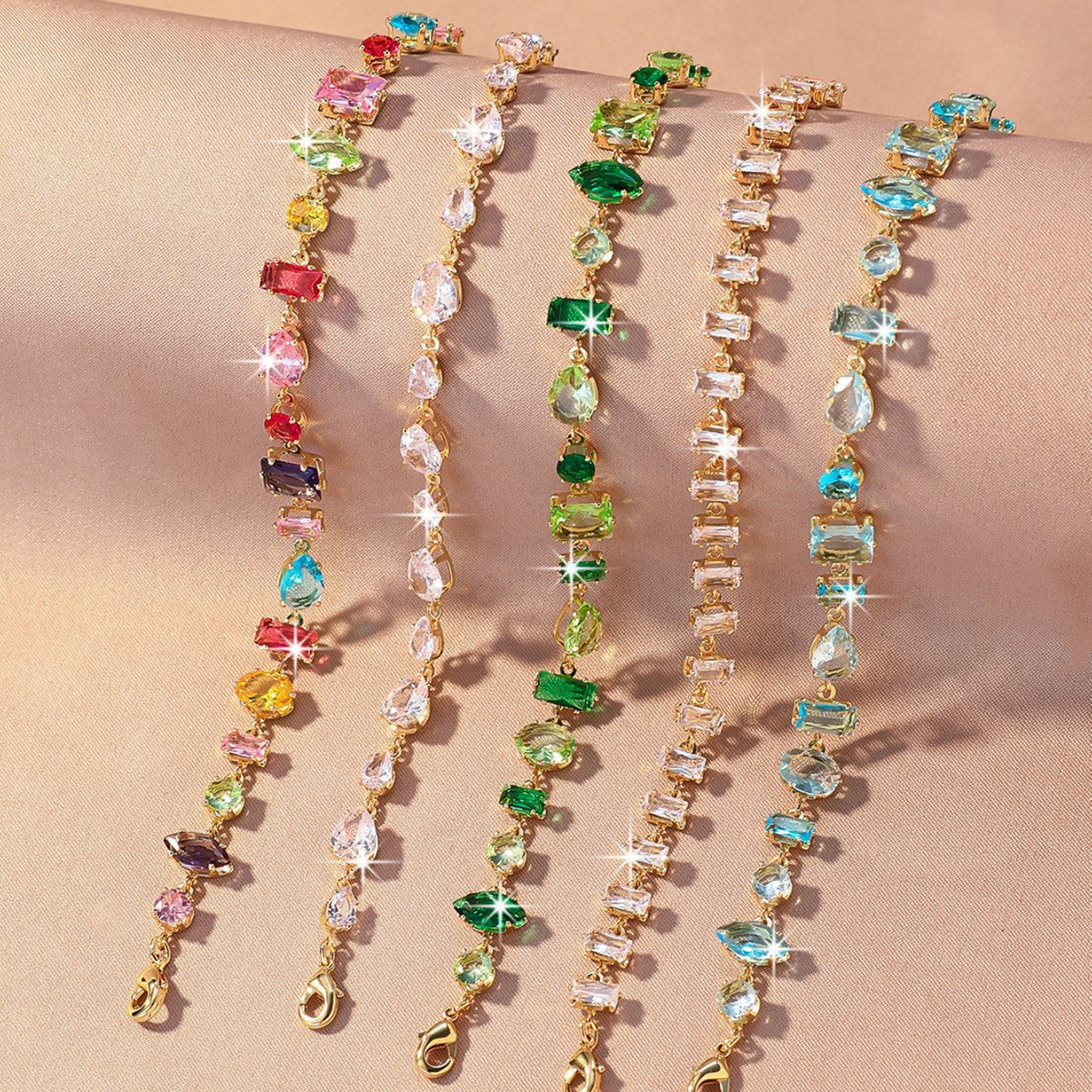 Macro close up of a leaf link and its set cubic zircon stone
