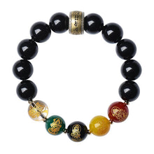 Five-Way God of Wealth Obsidian Bracelet