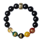 God of Wealth bracelet worn on the wrist showing glossy beads
