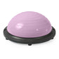 Grey half dome balance trainer on white, side profile of the dome and moulded base