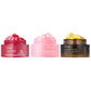 Three Hoygi capsule cream jars in red, pink and amber side by side, the formulas in this listing