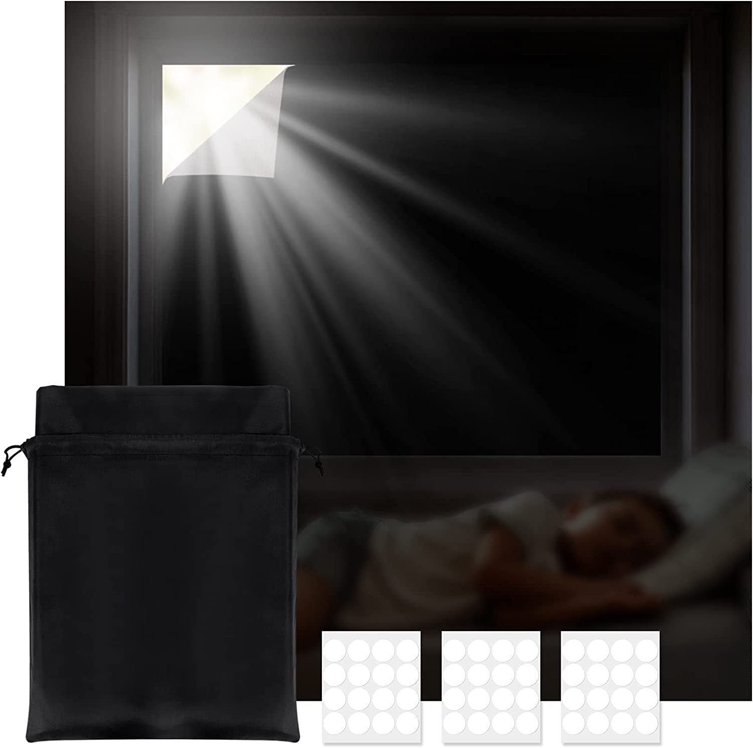 Darkened nursery room with the portable blackout curtain blocking daylight