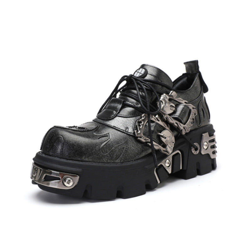 Low-top platform leather shoes