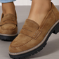 Camel women's penny loafer with chunky lug sole and 4 cm heel, size EU 43 option