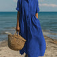 Secondary close up of the cotton linen dress detail