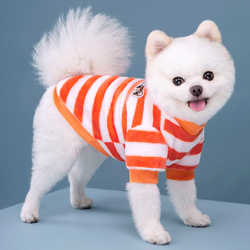 Close view of the soft plush fleece pile on the dog sweater
