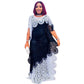 Two tone medallion lace boubou robe at full floor length