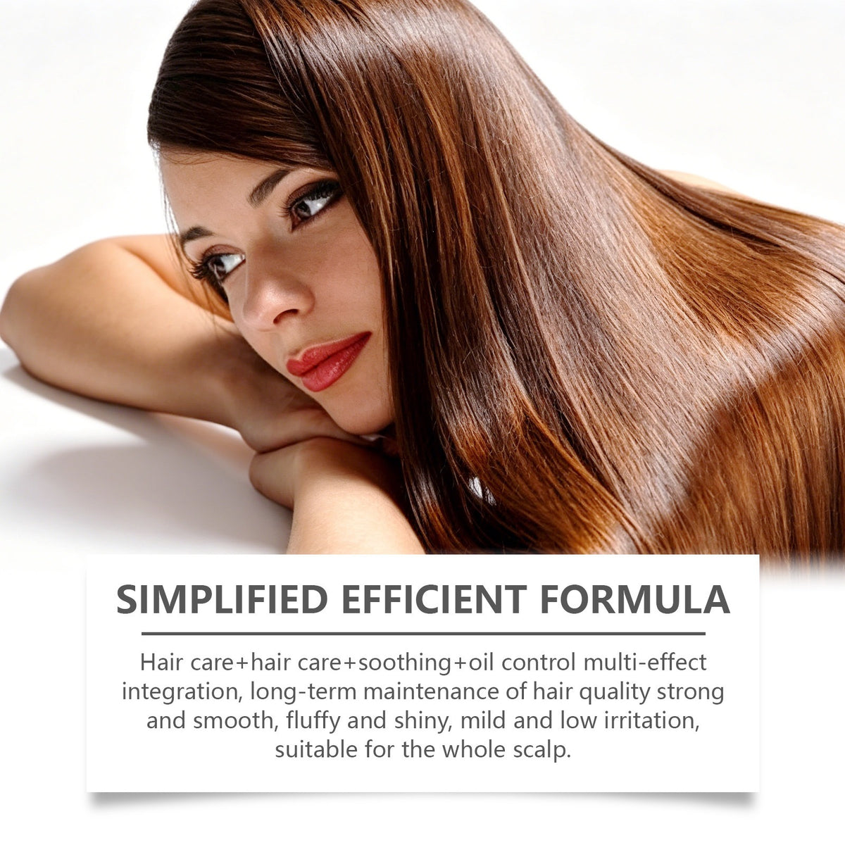 Comb applicator tip parting hair to apply the lightweight scalp serum
