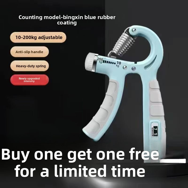 Hand grip trainer showing the digit counter window on the lower handle