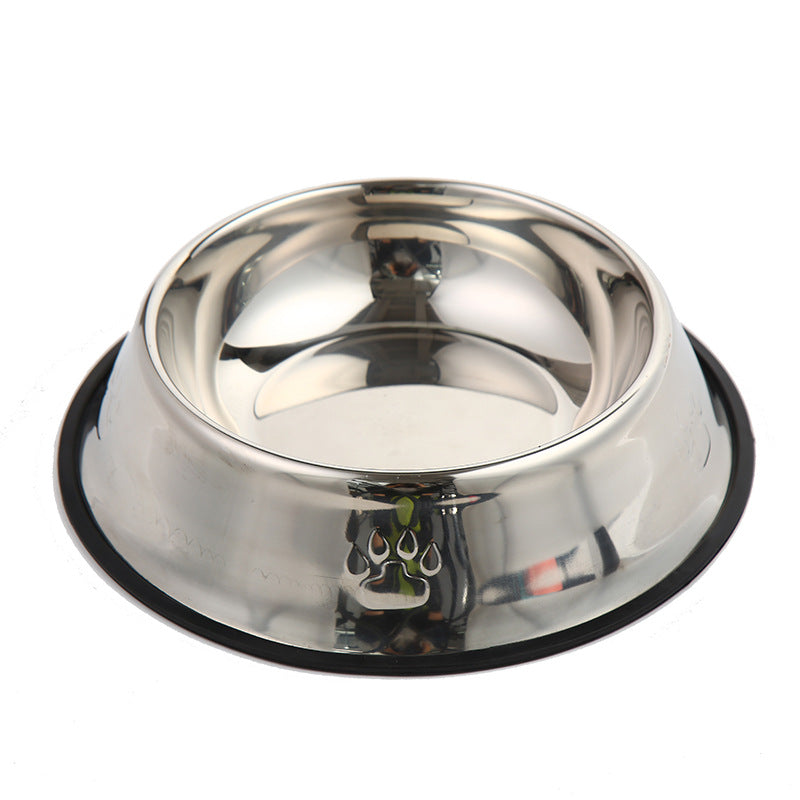 Empty polished stainless steel pet bowl showing the reflective seam free inside surface