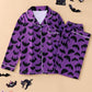 Purple Bat pajama set covered in black bats, size M option photo