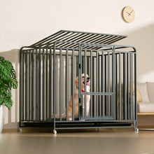 Heavy Duty Iron Dog Crate Cage with Toilet Tray and Wheels