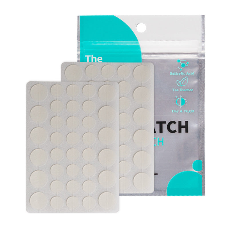 Teal resealable pouch shown behind two full sheets of translucent round hydrocolloid discs