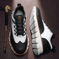 Black and white wingtip brogue casual shoes with ribbed white sole, size 43 option photo