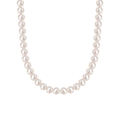 Sterling silver round bead necklace layered with a longer chain on the neckline
