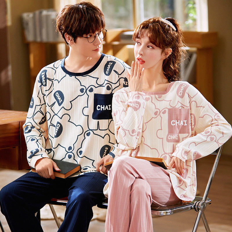 Autumn Couple Pajamas Cartoon Cute Pajamas