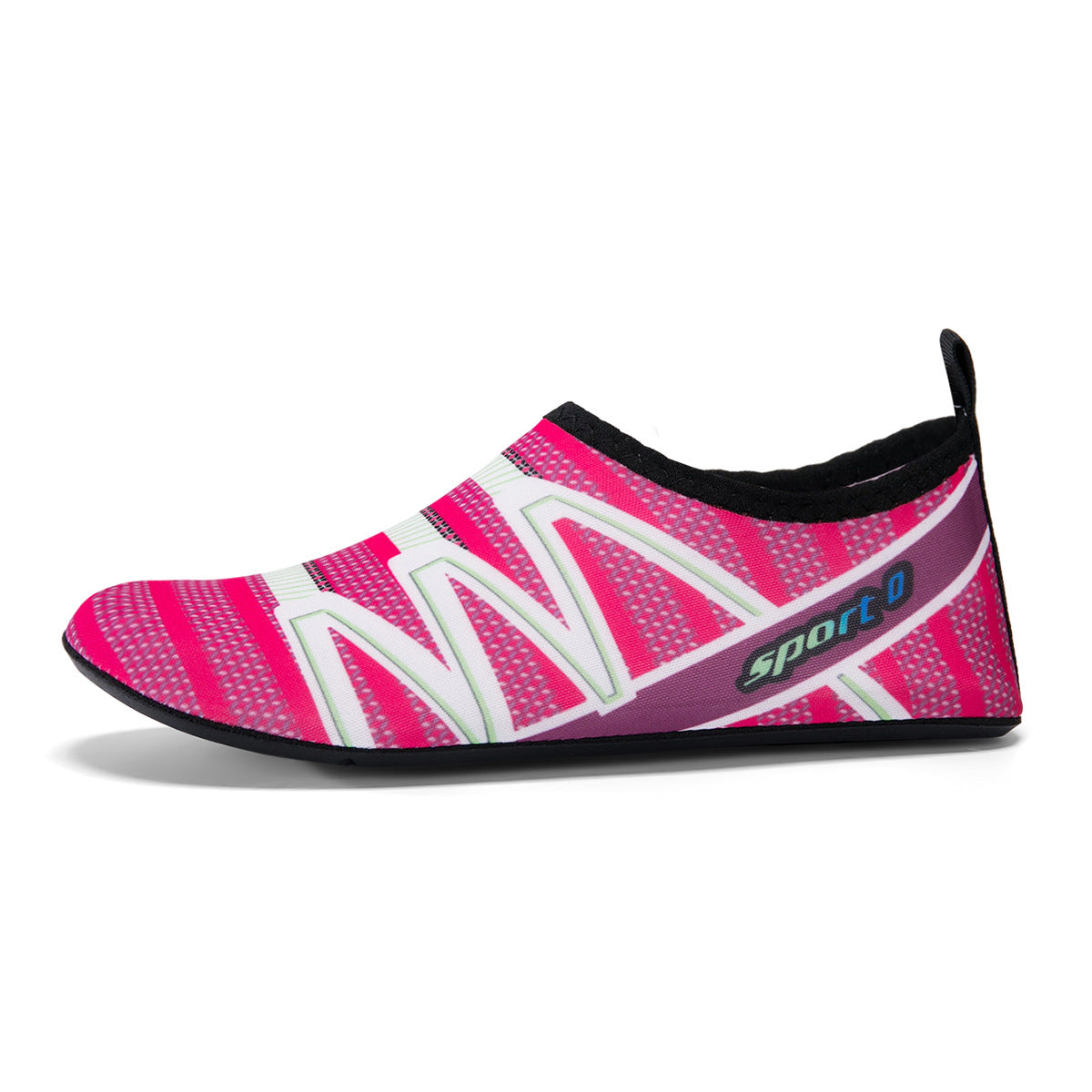 Slip on quick dry water shoe with a stretch mesh upper and grippy TPR sole, assorted colors