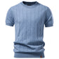 Mens Cotton Short Sleeve Knit Sweater | evening warm ambience styling