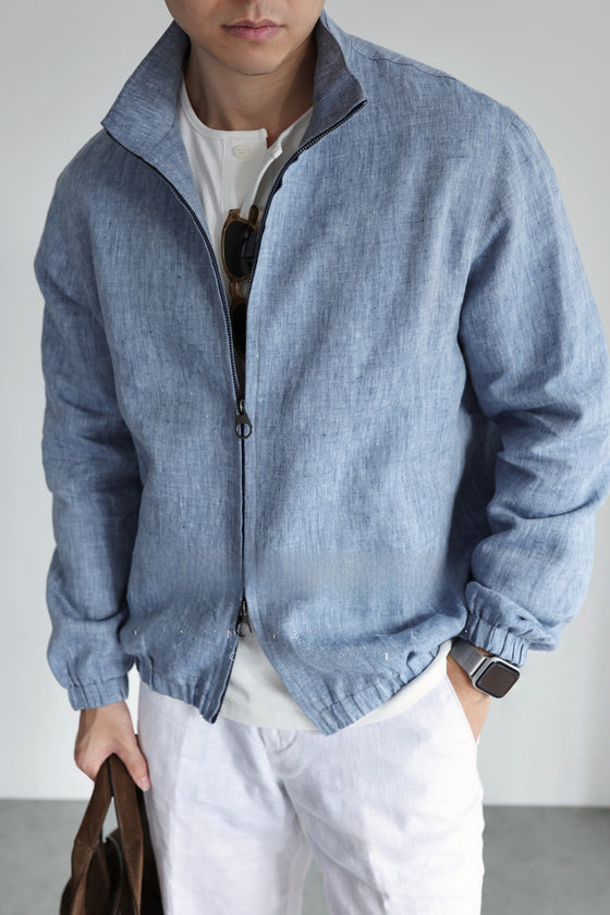 Linen Stand Collar Jacket
