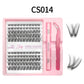 Lash cluster style CS14 in a 10 row tray with dual-ended glue pen, tweezers and a close-up of the cluster shape