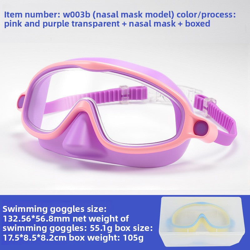 Children's large frame swimming goggles with adjustable strap