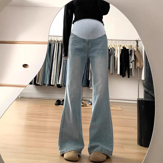 Maternity Flared Jeans with Stretch Belly Panel