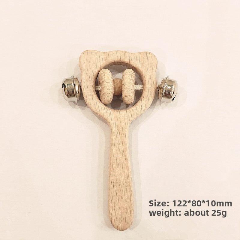 Wooden Baby Rattle Teether Toy | off-white background hero