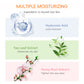 Ingredient chart showing hyaluronic acid, tea leaf extract and peony root extract for the eye area