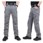 Grey tactical cargo pants worn front and side view showing zip flap thigh pockets