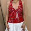 Sequin V-neck Sleeveless - Red