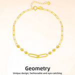 18K gold geometric bead bracelet front view showing the faceted bead line