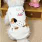 Sleeveless small dog vest with a back leash D-ring and a dachshund applique the thickened white version on a dog