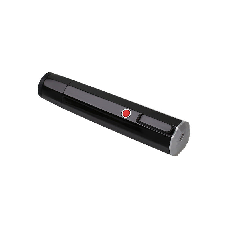 Black handheld vacuum sealer showing the USB-C charging port