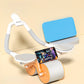 Orange and white elbow support ab roller with timer module and blue kneeling mat